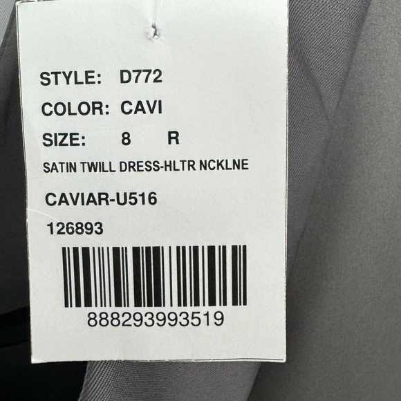 ALFRED SUNG Gown Halter Dress Caviar Gray Satin Twill Pockets Sz 8 NWT $248 D772 - Picture 7 of 13